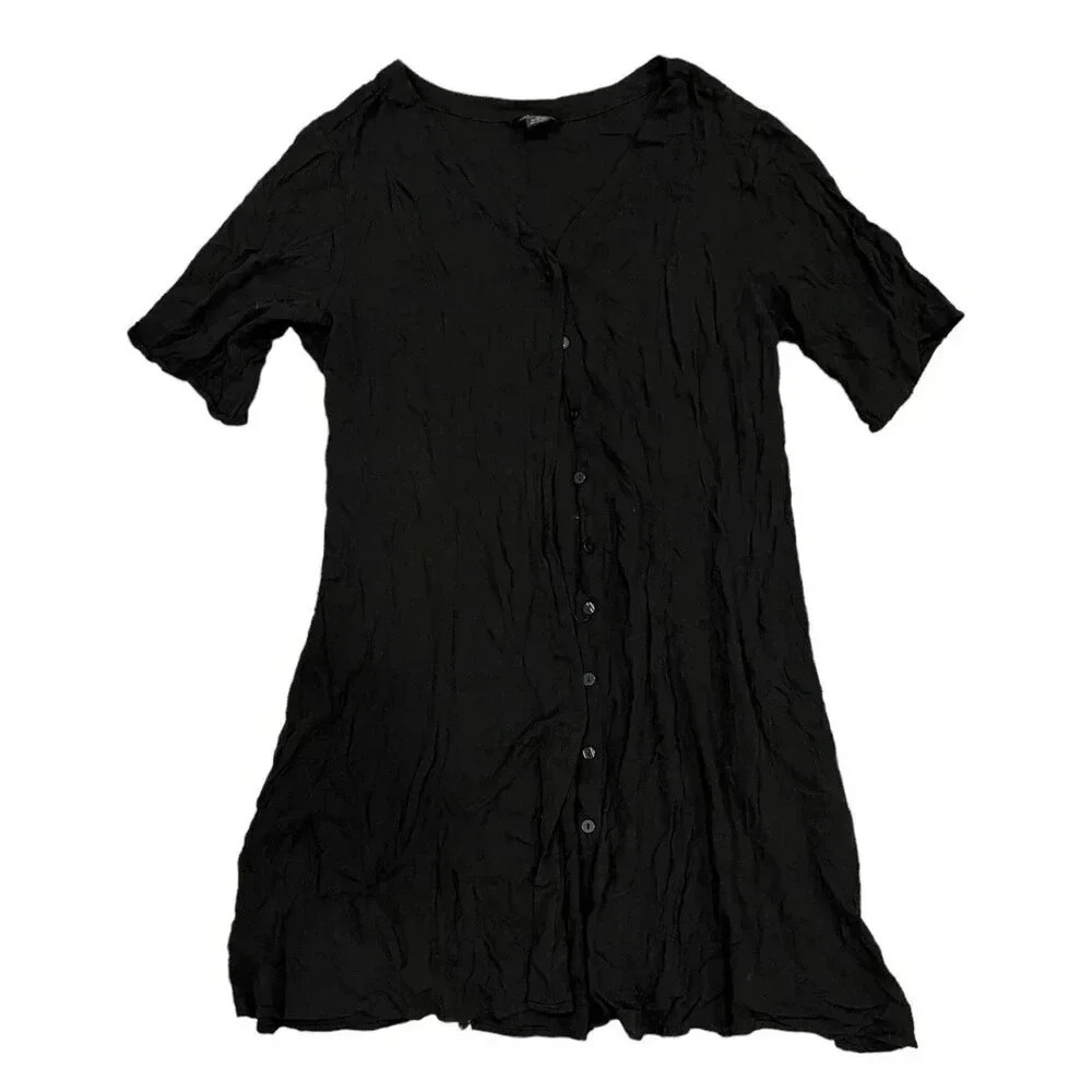 Monkl Black Mini Button Down Viscose Dress XL